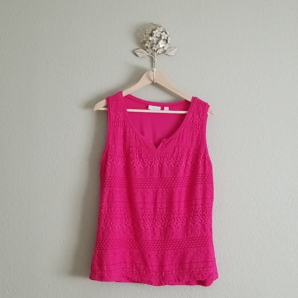 New York & company sz large pink lace front tank